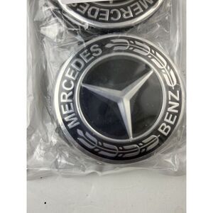SET 4 for MERCEDES Wheel Center Caps Black White Rim Hubcaps Emblems